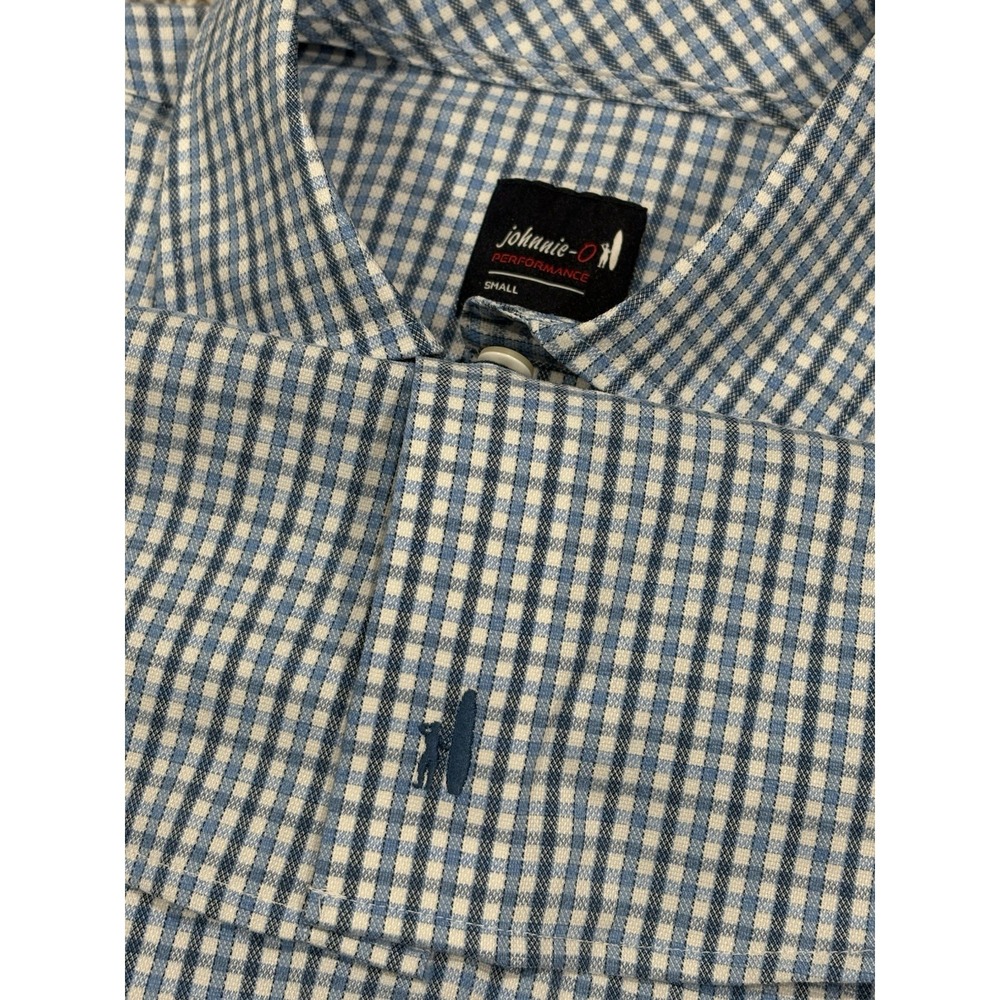 Johnnie-O Performance Shirt Mens Large Plaid Blue Plaid Stretch Button Up Shirt